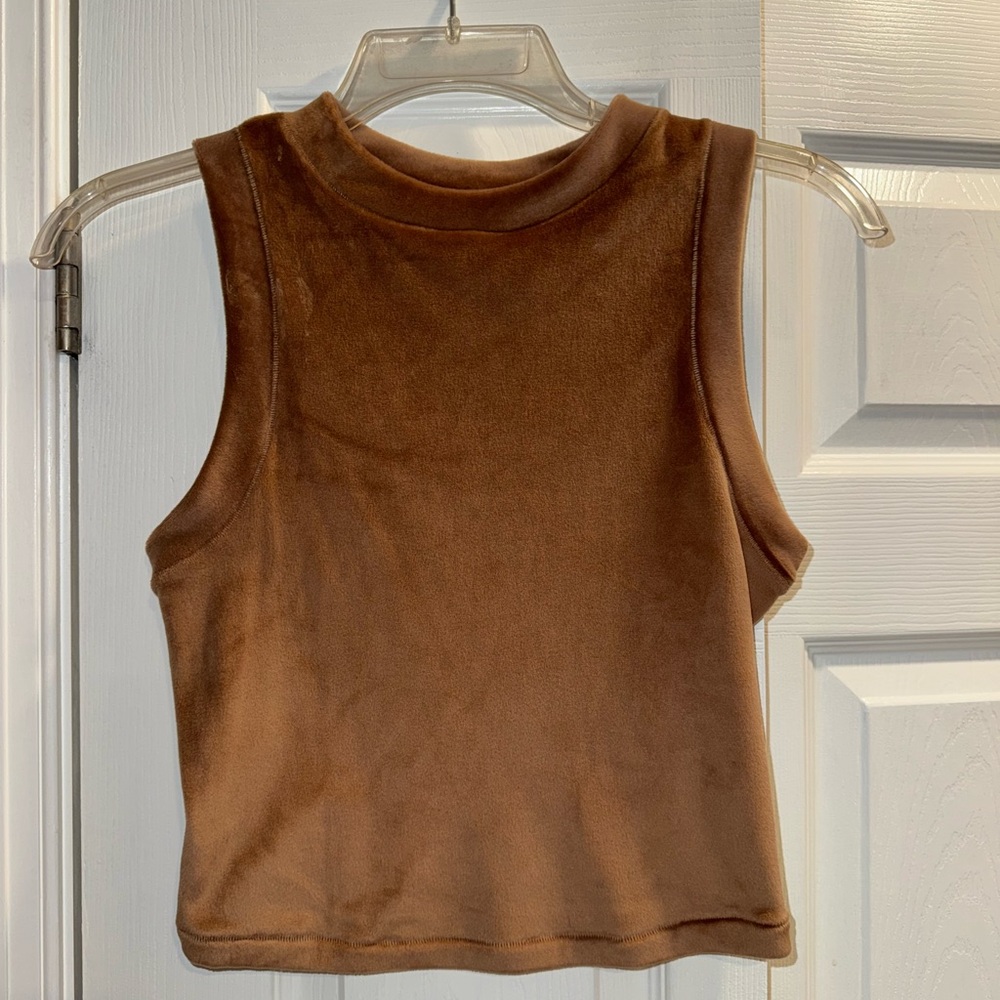 SKIMS Velour Crewneck Tank in Sienna